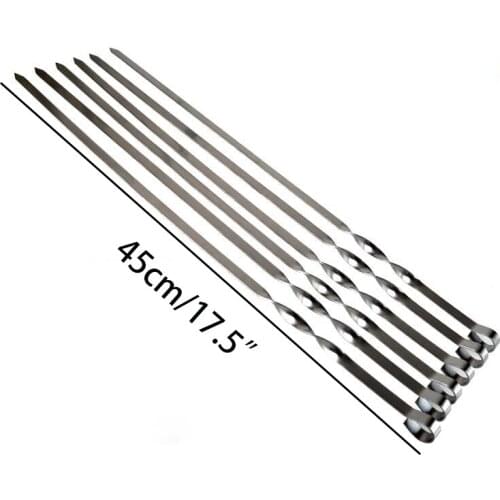 4/6/10/12pcs 45cm Stainless Steel Shish Kabob Skewers BBQ Grilled Skewers Metal Barbecue Needle Barbecue Skewers with Tip Handle