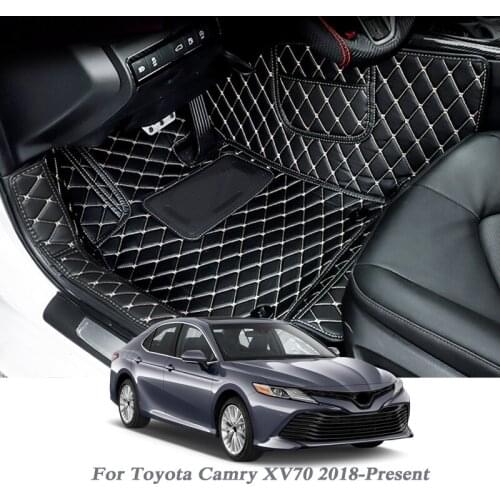 Car Styling Car Floor Mat For Toyota Camry XV70 2018-Present Hybrid LHD Auto Foot Pad PU Leather Carpet Cover Internal Accessory