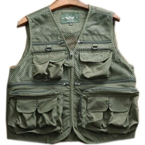 M-5XLMens summer outdoor leisure photography fishing multi-bag quick-drying mesh breathable vest waistcoat hiking tactical vest