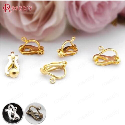 C149)20 pieces Height 13mm Gold Color Plated Brass Earrings Clip with hanging hole Diy Jewelry Findings Accessories wholesale