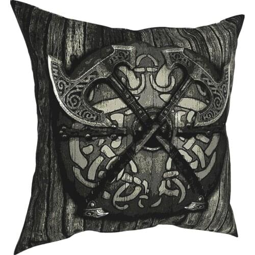 Battle Shield Viking Pillow Cover Home Decorative Vikings Valhalla Cushion Cover Throw Pillow for Car Double-sided Printing
