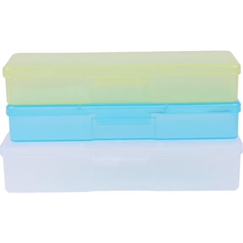 Nail Art Storage Box Rectangle Translucent Polishing File Buffer Container Plastic Nail Drawing Pen Brush Case Organizer