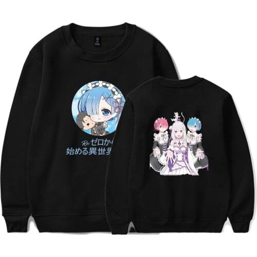 Re Zero Hoodie Hooded Jacket Pullover Coat Sweatshirt for Men Women Kids Girls Clothing Clothes Rem and Ram Japanese Anime