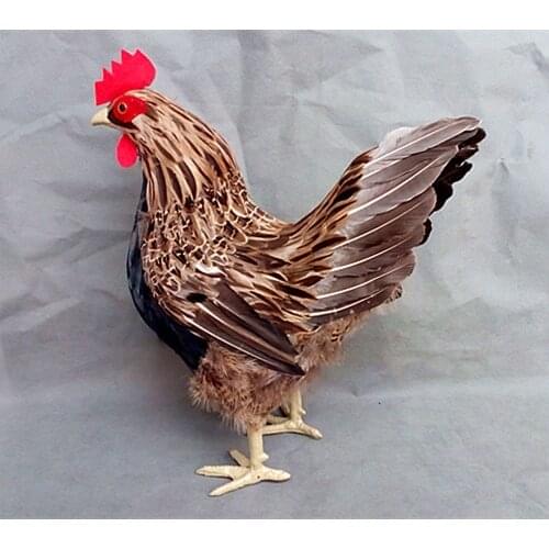 Simulation chicken 1:1 cock hard model,polyethylene&fur feathers cock 39x18x40cm toy,prop.home decoration,Xmas gift 0712