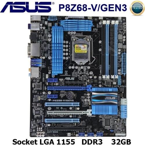 LGA1155 Asus P8Z68-V GEN3 Motherbaord Intel Z68 Core i7/Core i5/Core i3 DDR3 32GB Original Desktop Asus P8Z68-V Mainboard Used
