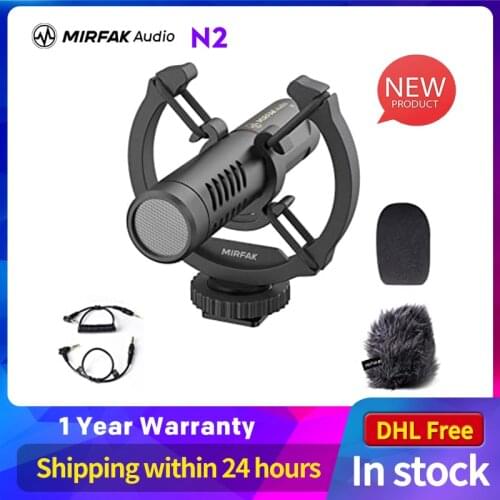 Mirfak N2 On Camera Microphone with Shock Mount and Furry Windshield, Interview Shotgun Microphone for DSLR, Mobile Phone