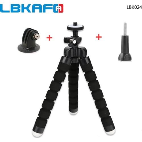 LBKAFA Mini Flexible Sponge Octopus Tripod Mount + Adapter + Screw For Gopro Hero 6 5 4 3+ SJCAM SJ4000 SJ5000 SJ6 SJ7 M20 YI