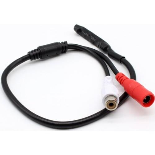 Mini Mic Audio Sound CCTV Microphone Cable 12V DC Power RCA Output wire for DVRs Camera