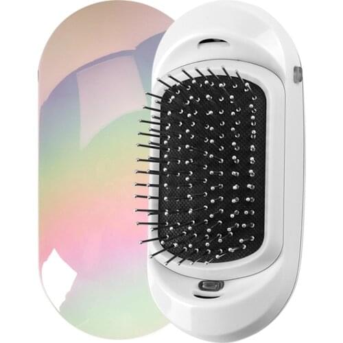 Mini Tangle Hair Comb Fashionic Ionic Hair Straightener Electric Massage Hair Brush Potable Ionic Comb Take Out Frizz and Flyway