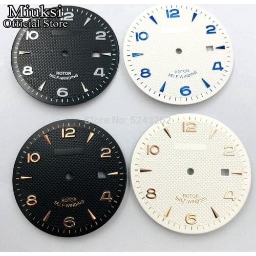 Miuksi 35.5mm sterile watch dial fit Seagull ST1612 Miyota 8205/8215/821A/82series Mingzhu DG 2813/3804 movement