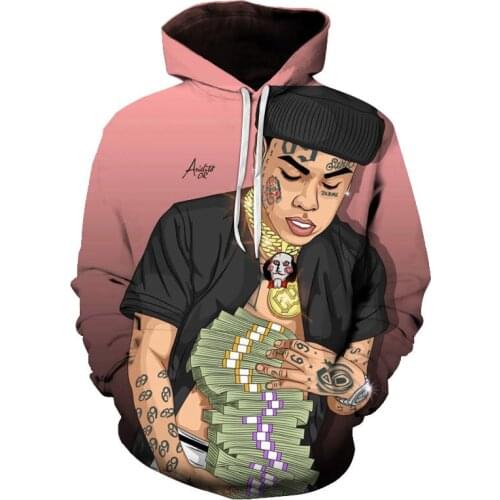 Autumn winter Fashion Gooba 6ix9ine mens hoodies 3d print casual Rapper Sweatshirt Men hip-hop clothes hoodie oversized hoody