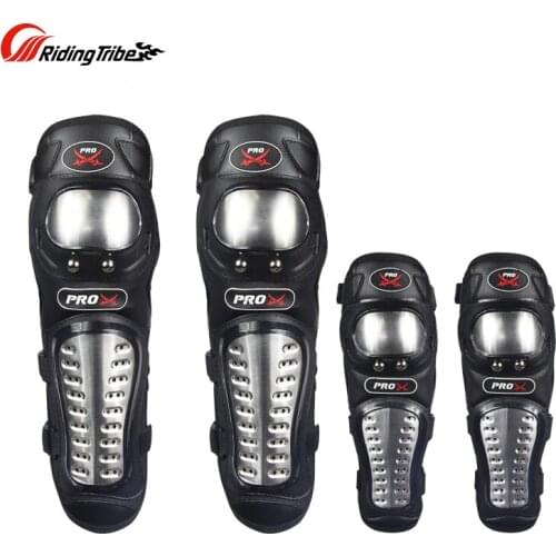 One SET Riding Tribe Stainless Steel Motorcycle Protection ATV Knee Pads Elbow Protective Gear Motorbike Off Road Racing Guards