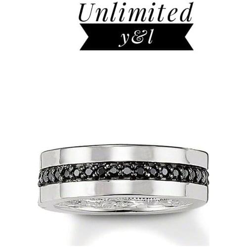 Single Row Black Cubic Zirconia Rings Fashion Jewelry Accessories for Women and Men Eternity Love Gifts