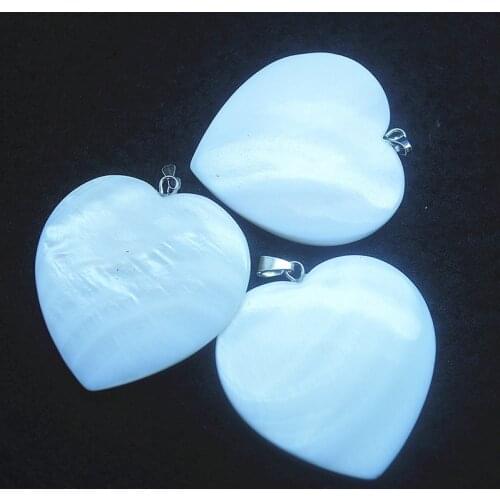 3pcs white shell pendants heart shape size 35mm for women pendants making jewelry findings good selling items good quality