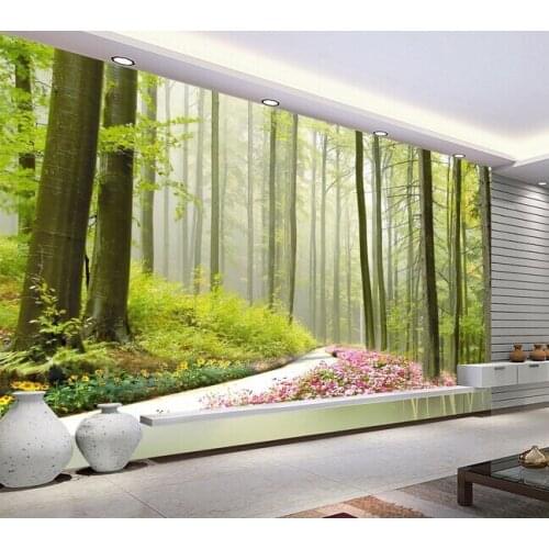 Custom landscape wallpaper, green forest landscape murals for the living room bedroom TV background wall papel de parede