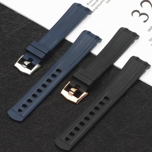 Original Quality Fluorous Rubber Silicone Watch Band Belt Fit For Omega strap New Seamaster 300 Black Blue watchband