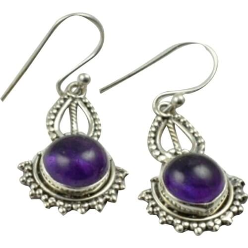 Lovegem Genuine Amethyst Earrings 925 Sterling Silver, 33.3 mm, AE2236