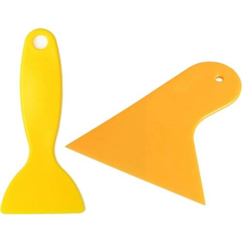 2 Pcs Yellow Plastic Car Scraper : 1 Pcs Foils Cleaner Scraper Air Bubble Remover Stickers Install Tools & 1 Pcs Auto Car Window