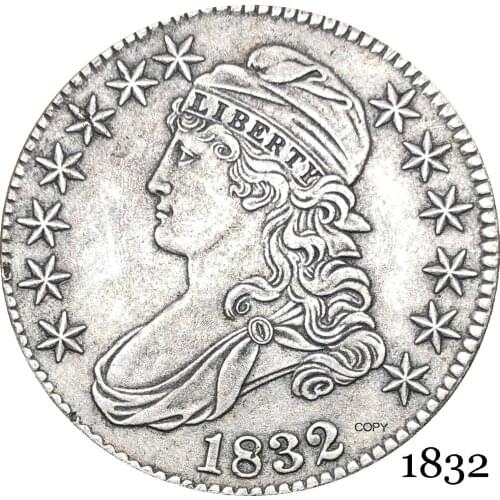 United States Of America Liberty Eagle 1832 50 Cents ½ Dollar Capped Bust Half Dollar Cupronickel Silver Plated Copy Coin