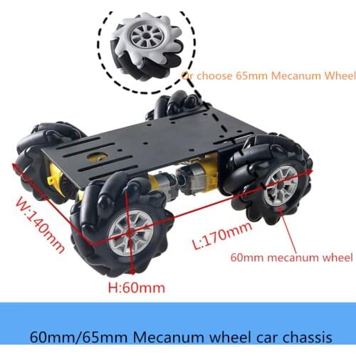 SZDOIT 4WD 60mm/65mm Mecanum Wheel Smart Robot Metal Car Chassis Kit 4pcs TT Motors Unassembled for DIY Maker Learning