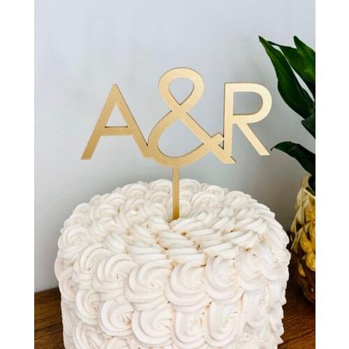 Initials Wedding Cake Topper, Custom Initial Cake Topper, Couples Initials Laser Cut Modern Cake Toppers,Engagement party