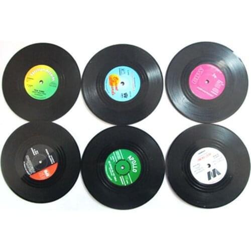 Vinyl Record Table Mats 6 Pcs Drink Coaster Table Placemats Heat-resistant Nonslip Pads Home Decor Creative Cup Coaster
