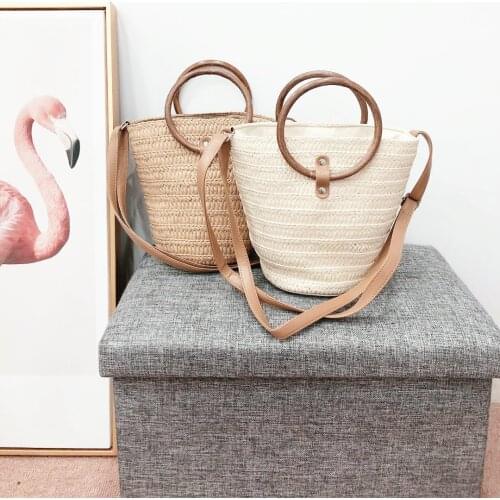 Womens Summer Straw Bag Rattan Handle Paper Bag Beach Bag a6282