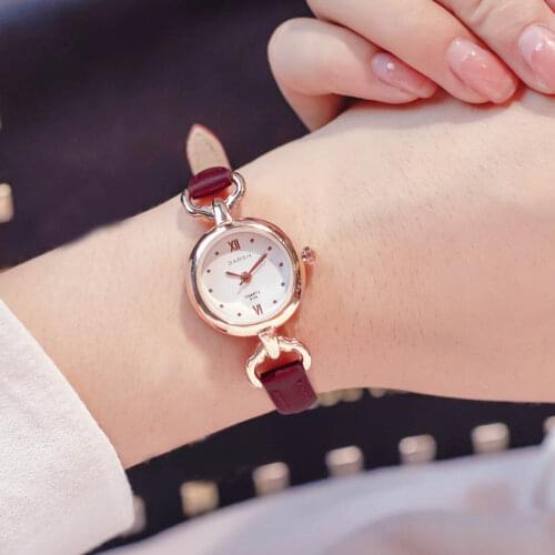 Women Girl Simple Quartz Wrist Watch PU Leather Strap Mini Thin Dial Watches JAN88