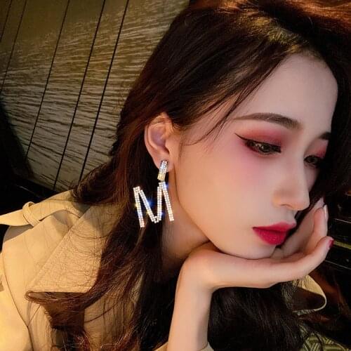 Wedding Bridal Drop Fashion Earrings For Women Silver Color Round Love Dangle Party Big Crystal Earrings Jewelry