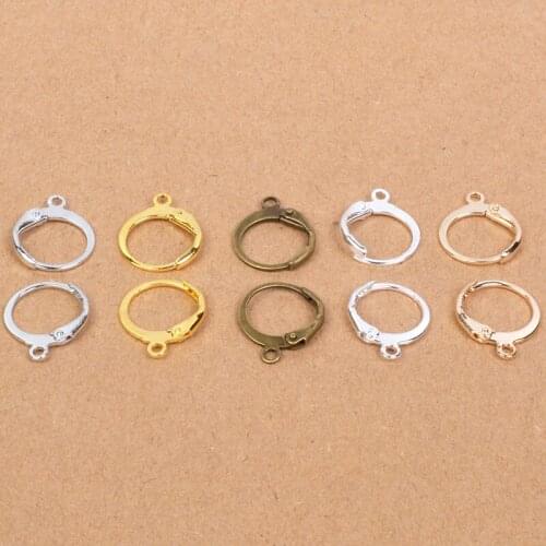 20PCS Fine Jewellery Components Genuine 14x12mm Gold Handmade Beadings Findings Earring Hooks Leverback Earwire Fittings