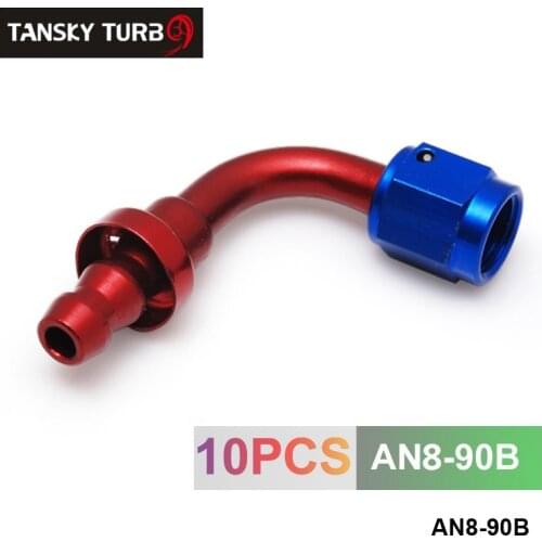 10pcs /set 90Degree -AN8 Aluminum Oil cooler Hose Fitting 8 AN Fuel Push-On Hose End fittings Adaptor AN8-90B