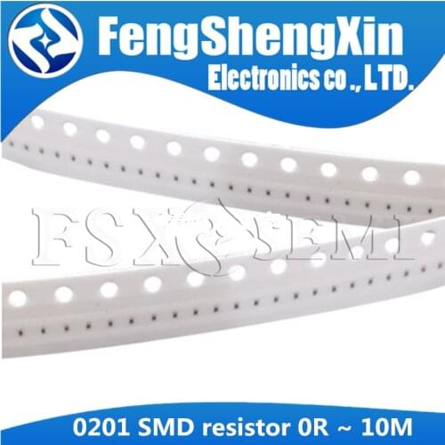100pcs/lot 0201 SMD resistor 0R ~ 10M 1/20W 0 1 10 100 150 220 330 ohm 1K 2.2K 10K 100K 0R 1R 10R 100R 150R 220R 330R