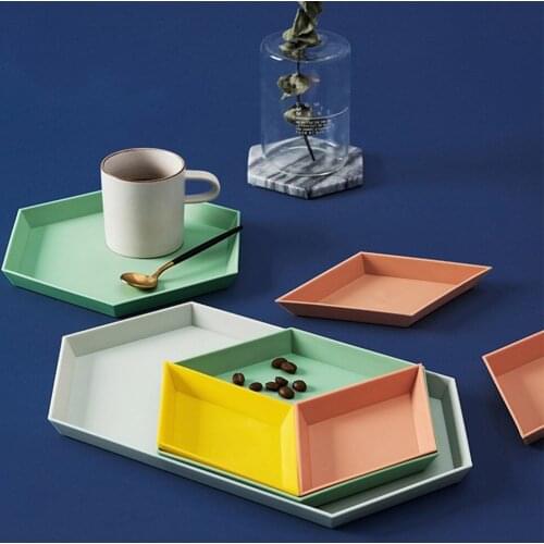 4PCS Innovative Color Geometric Storage Tray Removable Fruit Plastic Combination Desktop Storage Tray Detachable Fruit Plate