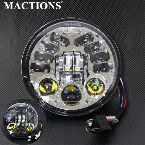 5-3/4" Round Headlamp For Harley Dyna Sportster 1200 48 883 Turn Signal Light 5.75 Inch Projector LED Moto Headlight