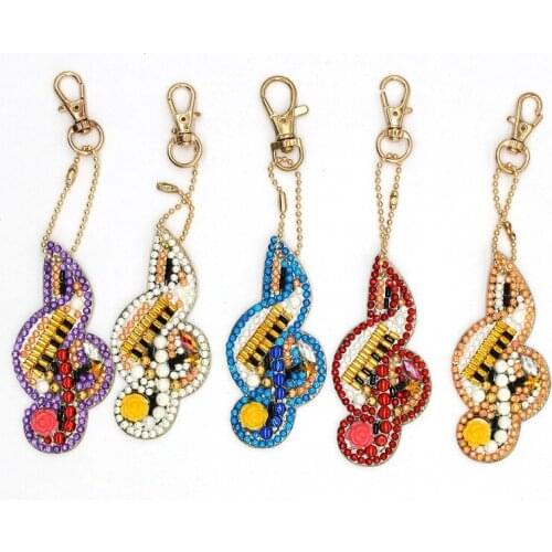 5PCS DIY Diamond Keychain Special Shaped Full Diamond Painting Keyring Keychains Cross Stitch Embroidery Women Bag Gift