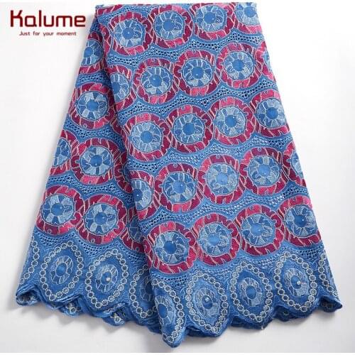 Kalume Afrian Lace Fabric High Quality Nigerian Cotton Lace Fabric Stones Swiss Voile In Switzerland For Party Wedding H2352
