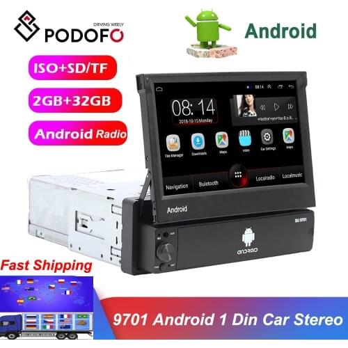 Podofo Android 1 Din Quad-Core GPS Navigation FM Receiver 7'' Universa Car Radio WiFi Bluetooth MP5 Multimedia Player NO DVD