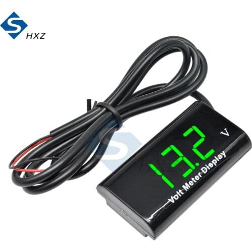 Car Bicycle Motorcycle 0.56 Inch Two-wire LED Three Digital Display Voltmeter IPX6 Waterproof Voltmeter DC8-18V