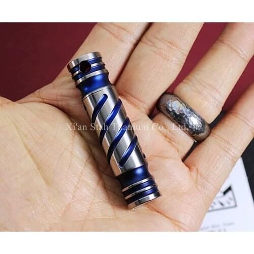 Pure Titanium 60mm Long Empty Capsule Pendant Pill Box Waterproof Anticorrosion 17.5g Beautiful Appearance