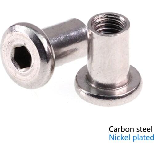 50-100PCS/lot Plywood nut M4/M5/M6/M8 carbon steel nickel plated Butt nut Flat head inverted hex furniture lock nut