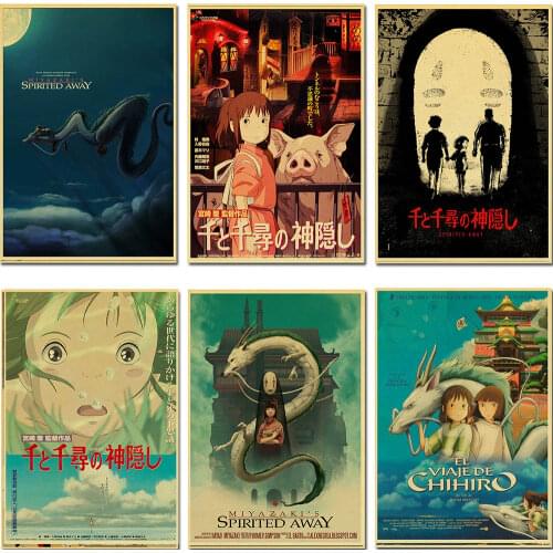 Ghibli Miyazaki Hayao animation Spirited Away Retro Poster Vintage poster Wall Decor For Home Bar Cafe forkid room