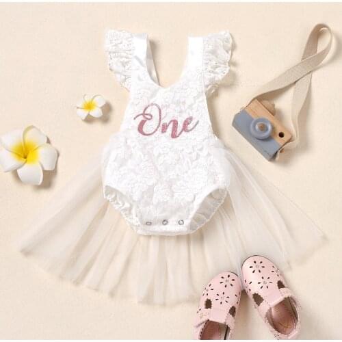 0-24M Infant Baby Girls Lace Romper One Piece Outfits Cotton Clothes Floral Dress Playsuit Sleeveless Toddler Princess Jumpsuits
