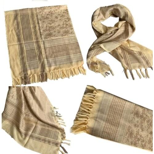Muslim Men Shemagh Scarf Polyester Cotton Shawl Turban Arab Tactical Desert Keffiyeh Wrap Collar Head