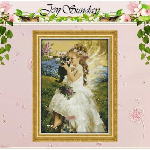 Big The girl holding the cat Counted Cross Stitch 11CT 14CT Cross Stitch Set Wholesale Cross-stitch Kit Embroidery Needlework