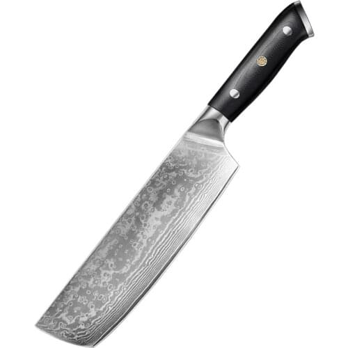 7" Nakiri Cleaver Knife Damascus Japanese VG10 Steel Blade Kitchen Knives G10 Handle Meat Vegetable Cutter Cooking Tool