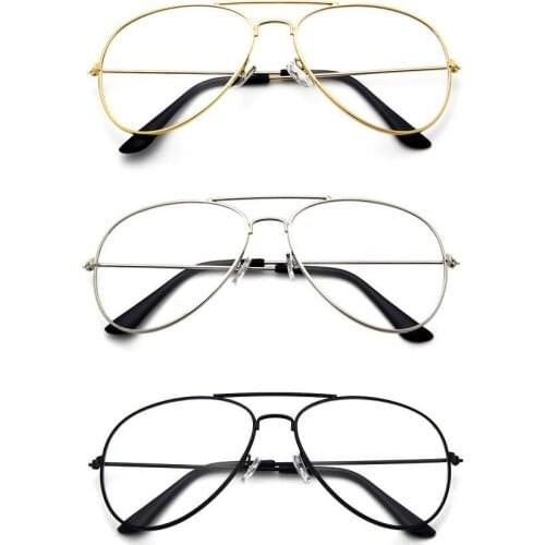 Retro Eyewear Men Pilot Transparent Glasses Frames Women Gold Fake Glasses Vintage Optical Myopia Eyeglasses Frames