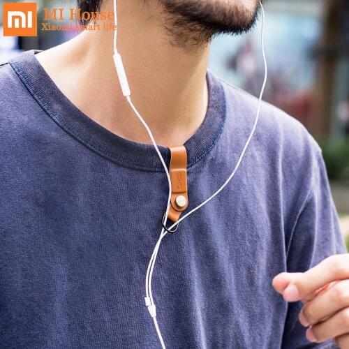Original Xiaomi Mijia MEC Cable Line Earphone Wire Storage Organizer Leather Clip Buckle For Cable Line Storage Organize