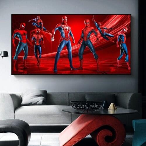 Marvel Spiderman Movie Poster and Print Large Size Indoor Canvas Painting Wall Art Pictures for Living Room Decoration Cuadros