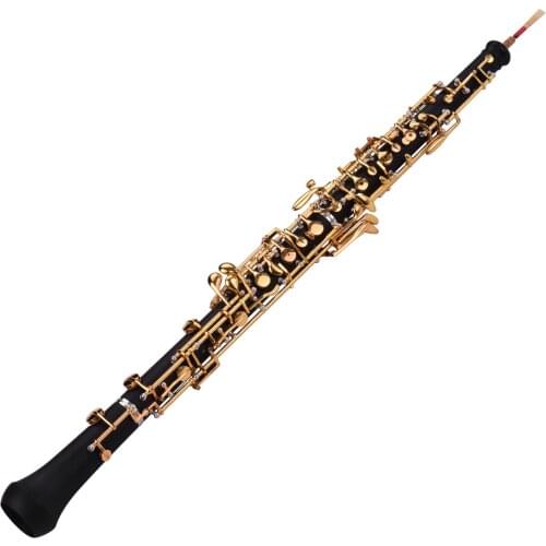 Muslady Professional Oboe C Key Semi-automatic Style Pure-gold Plated Keys Woodwind Instrument with Oboe Reed Gloves