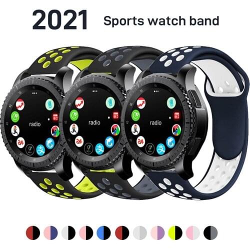 22mm Silicone Band for Samsung Galaxy Watch 46mm 42mm Sports Strap for Samsung Gear S3 Frontier/Classic active 2 Huawei Watch 2